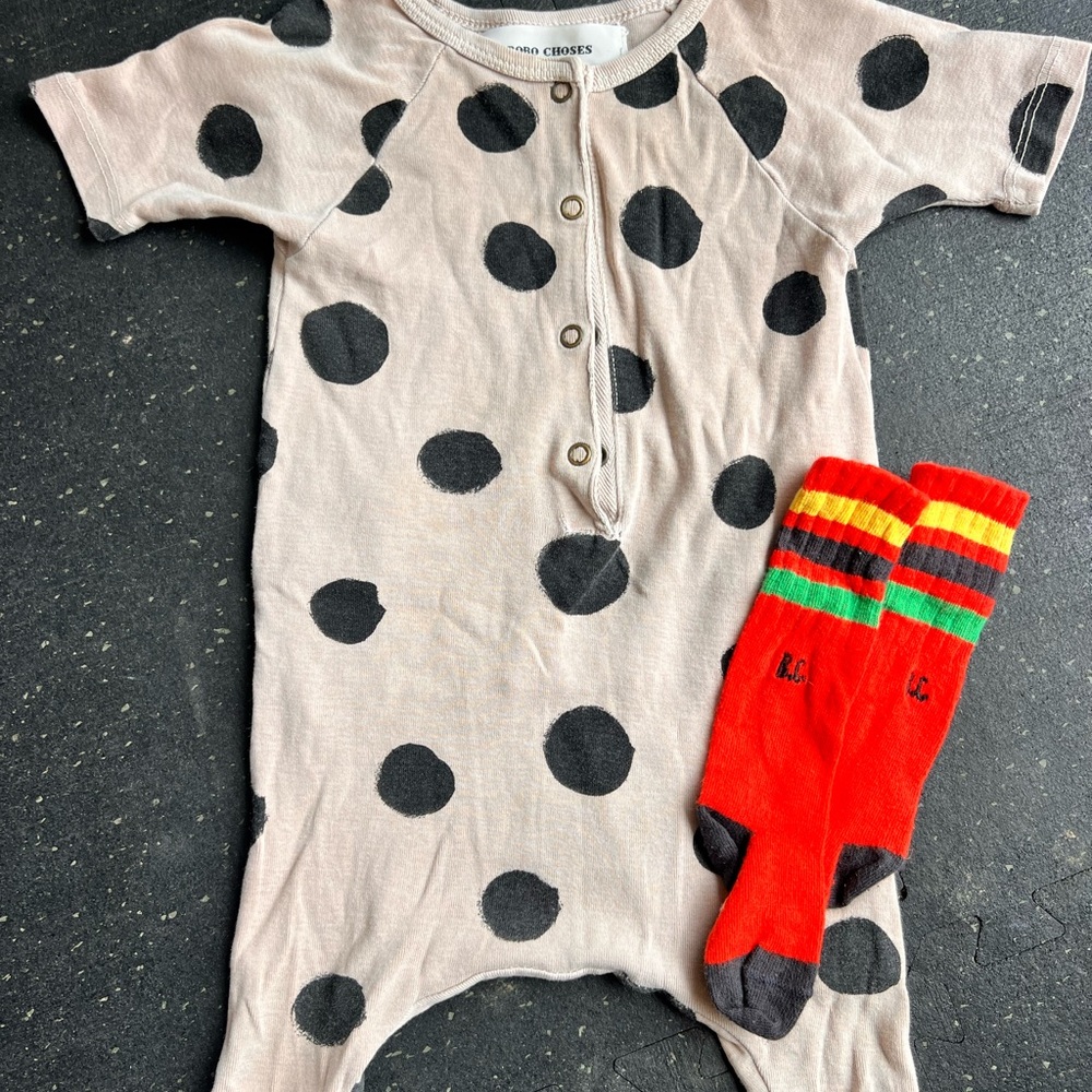 Bobo choses romper Polka Dot Baby Onesie with Red Socks